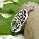 Rustic Tree of Life 7 Multi-Colored Rainbow Spectrum CZ Crystals Pendant | Woot & Hammy